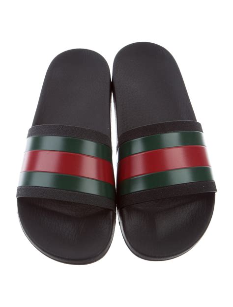 gucci logo low-heel slide sandals|gucci slides men real.